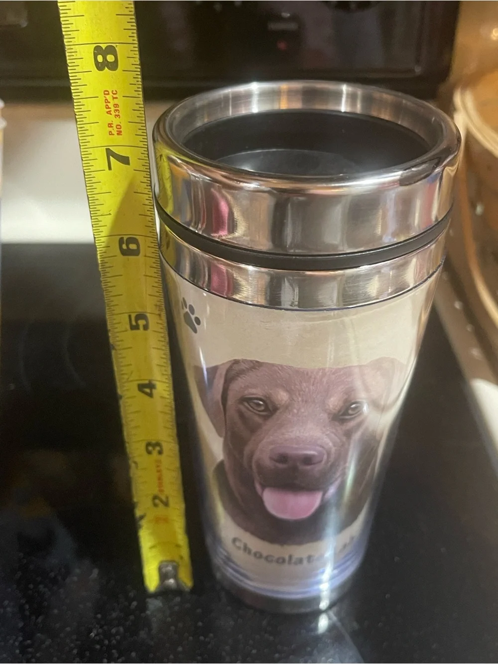 Dog Tumbler Coffee Cup 16oz Hot/Cold Stainless Steel Travel Cup USA Choco Lab